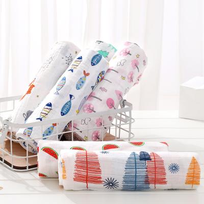 China Fluorescent Free 100% Cotton Newborn Wrap Baby Blanket Two Layer Muslin Soft Cotton 110*120cm 100% Newborn Gauze Infant Wrap Sleepsack Stroller Bath Blanket for sale