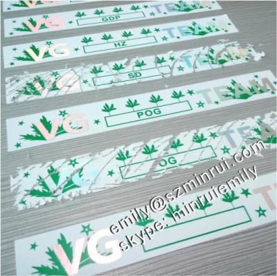 China Anti-counterfeit custom long strip form embossed detachable destructible labels with hologram foil for security package seal stickers use for sale