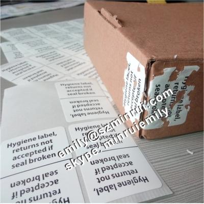 China Anti-Counterfeit Custom Tamper Evident Destructible Returns Not Accepted If Security Broken Seal Seal Hygiene Adhesive Labels for sale