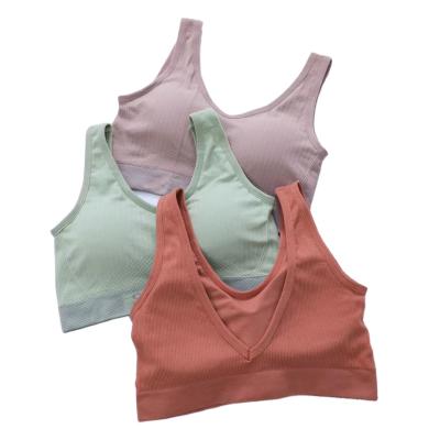 China Beautiful Factory Price Breathable Cheap Back Cotton Panties Seamless Bra Set For Women for sale