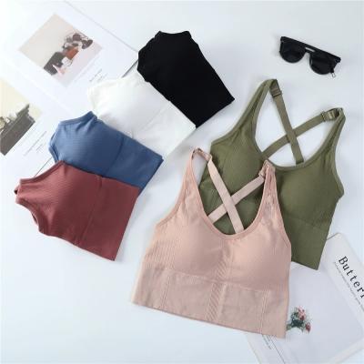 China Breathable Hot Selling Sports Sling Fabric Seamless Bra Top For Women for sale