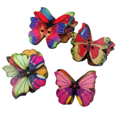 China Other 50pcs/bag 2 Holes Colorful Butterfly Wooden Buttons Fit Sewing And Scrapbooking Sewing Buttons For Craft DIY Mixed for sale