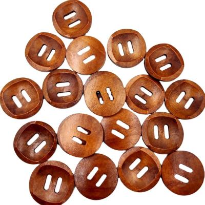 China Other 25PCS/bag 30mm Coffee Round 2 Holes Wooden Sewing Buttons For Coats, Sweaters, Clothes Home Craft Clothes Scrapbook To DIY for sale