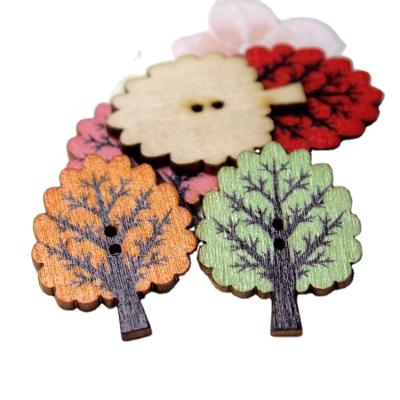 China Others 2.5CM*3.2CM Two Hole Mix Color Tree Pointed Wooden Buttons For Kids Creative Development DIY Handmade Props for sale