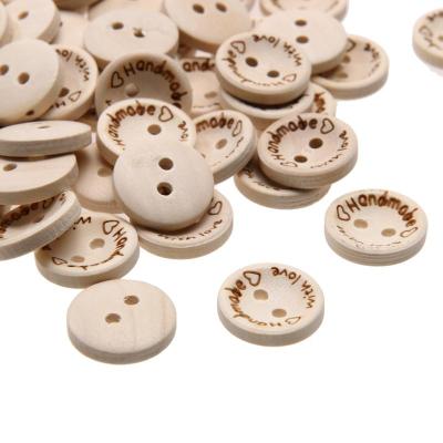 China Other 100pcs/bag 2 Holes Wooden Buttons Handmade Love Letter Scrapbooking For Wedding Dress Clothes Decoration Buttons (15/20/25mm) for sale