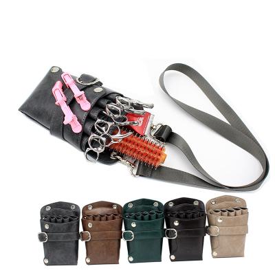 China Hair Scissor Bag Clips Barber Hair Scissor Holster Pouch Hairdressing Comb Case Holder Tool Salon Waist Pack Belt PU Leather Bag ET2047 for sale