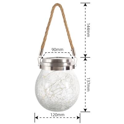 China Glass+ABS+LED Waterproof Stainless Steel Solar Outdoor Lantern Lights Glass Lantern Hanging Outdoor Christmas Light Decorative for sale