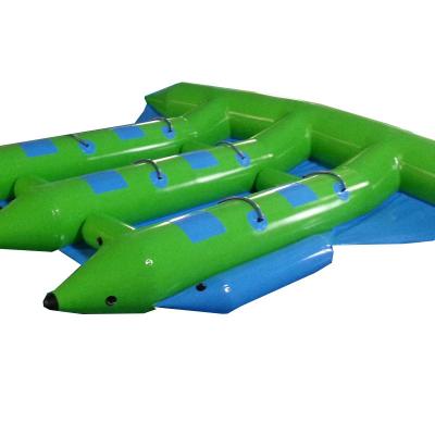 China PVC Fly Towable Fish Marine Sport Towed Banana Buoy 3 Tubes Fly Inflatable Towable Fish for sale