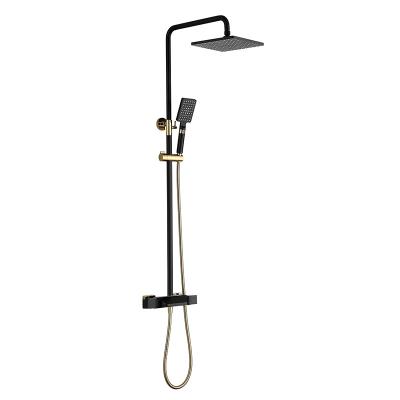 China With Black And Gold Factory Direct Brass Thermostatic Shower Slide Bar Set for sale