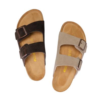 China 2021New Fashion Deodorization Design Fashion Toe Men&women Unique Open Toe Suede Leather Strap Cork Sandals And Cork Slippers for sale