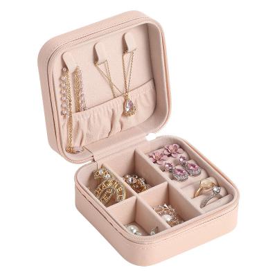 China Wholesale Modern Stain PU Jewelry Storage Box Portable Insist Jewelry Storage Box Portable Leather Jewelry Box Earring Necklace Earring Stud Box for sale