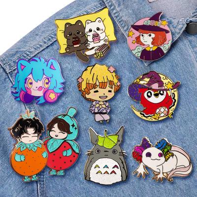 China Europe Manufacturing Custom Cute Anime Metal Logo Lapel Hard Enamel Pins For Hat for sale