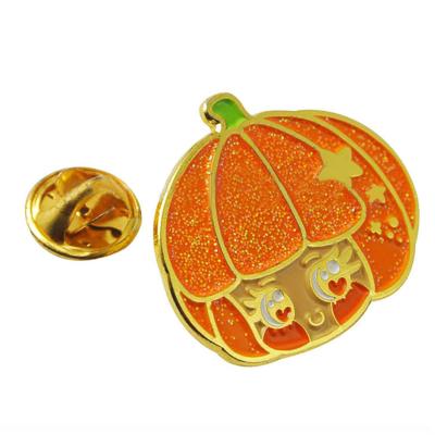 China Promotional Europe Glitter Pumpkin Enamel Pins Lapel Pin Porcelain for sale