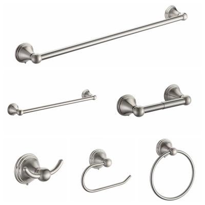 China Sustainable Modern Nickel Brushed Bathroom Zinc Alloy Complete 6 Pieces Of Accessories Set for sale