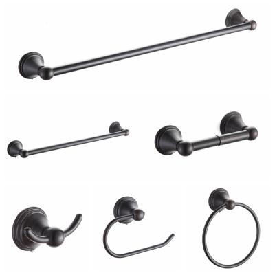 China Sustainable 6 Pcs Matte Black Bathroom Hardware Accessories Luxury Sets For Home Hotel for sale