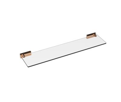 China High Quality Brass Single Tier Wall Mounted Rack Hotel Bathroom Glass Shelf Wall Mounted Type for sale