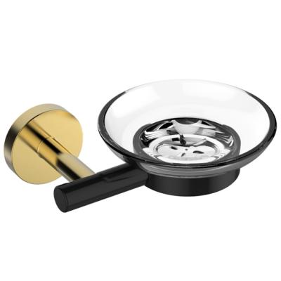 China Modern Cheap Bathroom Wall Mounted Matte Black Brass Round Soap Dish For Lavatory for sale