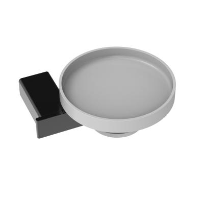 China Fashion Design Modern Matte Black Brass Wall Mounted Round Soap Dish For Bathroom for sale