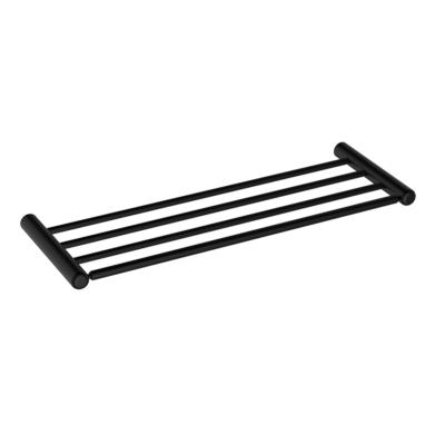 China Modern Custom Logo Bath Fittings Stainless Steel Pipe Wall Heated Matte Black Zinc Towel Rack for sale