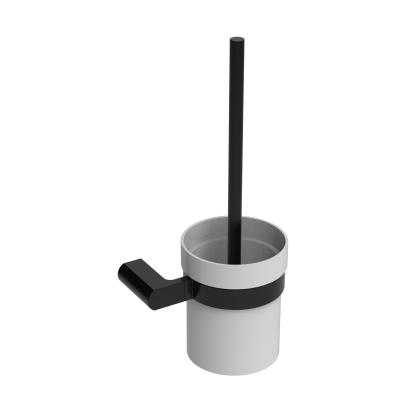 China Modern Design Modern Bathroom Fashion Matte Black Brass Toilet Brush Cleaning Tool for sale