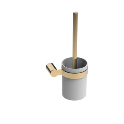 China Modern Durable Wall Mount Rose Gold Brass Bathroom Toilet Brush Holder Convenient Set for sale