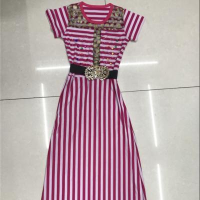 China USD GQ172 1.26 anti-static young girl's long dress girls striped dress, 10-15 years old dresses for 10 years old party, kids dress for sale