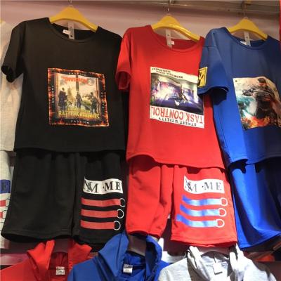 China 3.1USD BT113 6 - 12 Teenagers Boy Clothing Sets Loose Year Casual Summer Cotton Fashion Kids Clothes T-shirt Shorts for sale