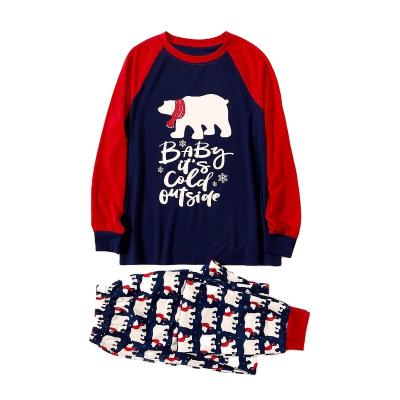 China QUICK DRY Family Matching Clothes Sets Custom Little Bear Printing Christmas Pajamas Home Suits for sale