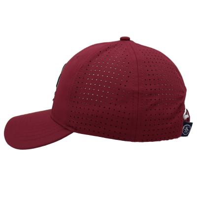 China JOINT OEM Custom 6 Panel Water Resistant Laser Cut Drilled Hole Perforated Sports Running Quick Dry Hat Embroidery Patch Baseball Cap for sale