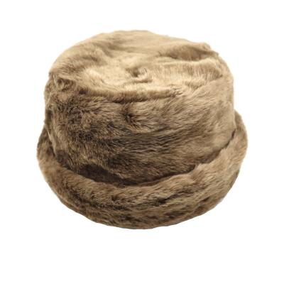 China breathable & Factory Custom Winter Faux Fur Roll Brim Bucket Hats Waterproof Cozy Fleece Striping Trooper Warm Rabbit Furry Bucket Hats Hats for sale