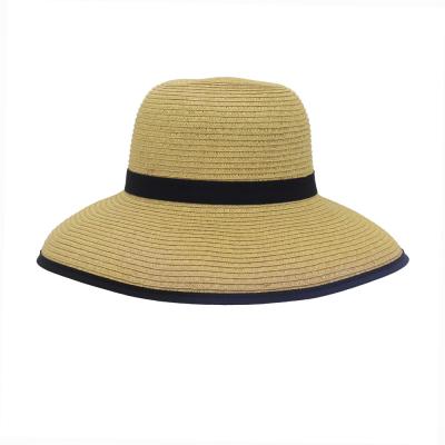 China COMMON High Quality Lady's Paper Braid Lady's GG Ribbon Stripe Beach Sun Straw Cloche Hat Beach Straw Hats for sale