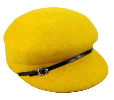 China 100% Handmade High Quality Fall Wool Felt Newsboy Winter Waterproof Bakerboy Newsboys With Belt Band Decoration Hat for sale