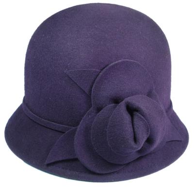 China breathable & Women Waterproof High Quality 100% Wool Felt Cloche Hats Caps With Wool Flower Decorations for sale