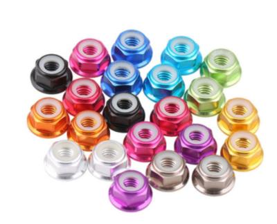 China General Industry Colored Anodized Aluminum 6061 Hex Flanged Nylon Lock Nut M3 For Model for sale