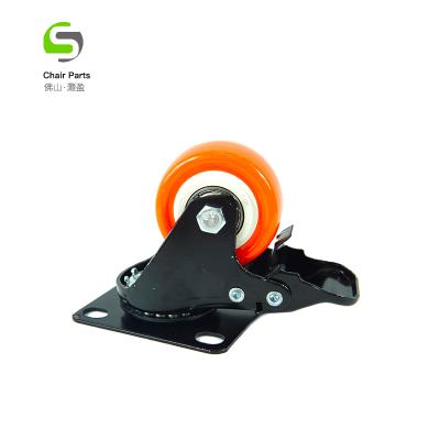 China Office Industrial Cabinet Sliding Silent Caster Wheels , Swivel Elastic Rubber Wheels in Orange Color for sale