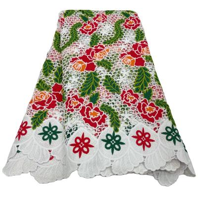 China Water Soluble Multicolor Guipure Lace High Quality Nigeria Colorful Flowers Embroidery Water Soluble Tissu Cord Lace for Party Wedding Dress for sale