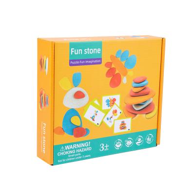 China Rainbow Safe Wholesale Educational Wooden Geometry Funny Kids Stone Blocks Kids Hot Creative Nordic Rainbow Amazon Amazon Sale Flat Stone for sale