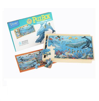 China Kids Safe Custom Wooden Puzzle Jigsaw Toys For Children Cartoon Sea Animal Vehicle Traffic Wooden Toddler Puzzles for sale