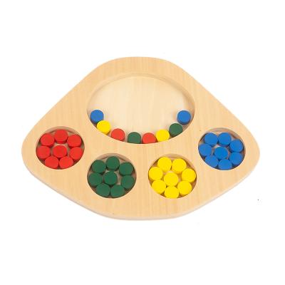 China Montessori 0-3 Interactive Children Parent-Children Montessori Educational Early Educational Toys Wooden Tray with Color Chips for sale