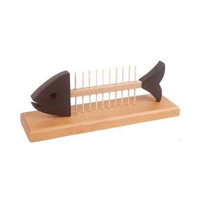 China Safe Montessori Teaching Aids Fish Bone Work Teaching Aids For Daily Life Child Beech Educational Toys for sale