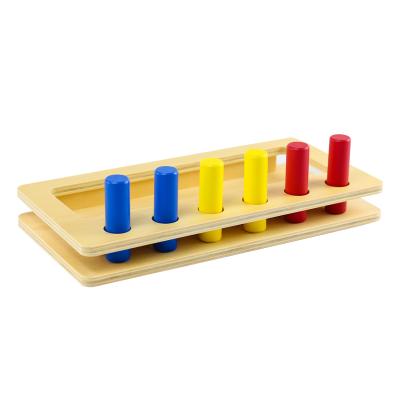 China Montessori Eco-friendly Material Kindergarten Teaching Aids Base Three Colored Cylinder And Cylinder Box Toys for sale