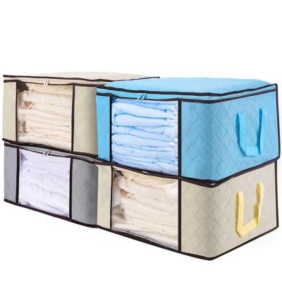 China Small Folding Non Woven Fabric Stock Storage Bags Wardrobe Organizer Storage Bag For Comforters for sale