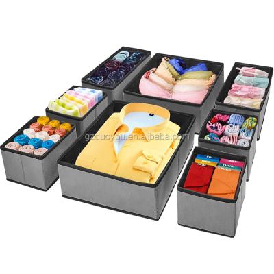 China Hot Selling Viable Black Color Cloth Underwear Drawer Folding Storage Organizers Boxes For Socks for sale