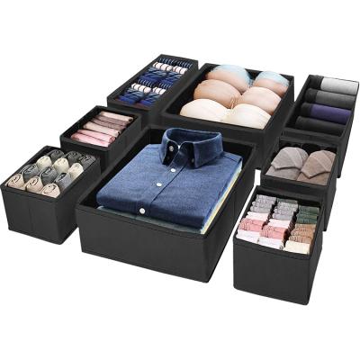 China Viable Black Color Nice Cloth Storage Drawer Foldable Organizers for Socks and Underwear for sale