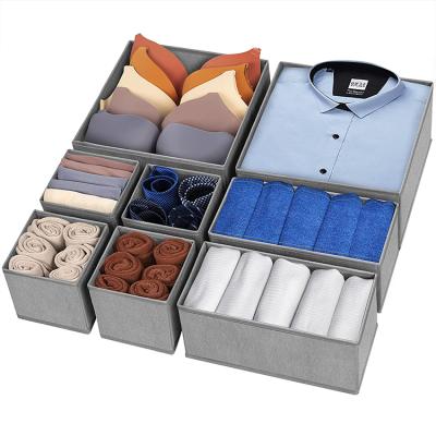 China Gray Color 8pack Viable Hot Selling Foldable Underwear Organizer Socks Drawer Cloth Organizer Underwear Box for sale