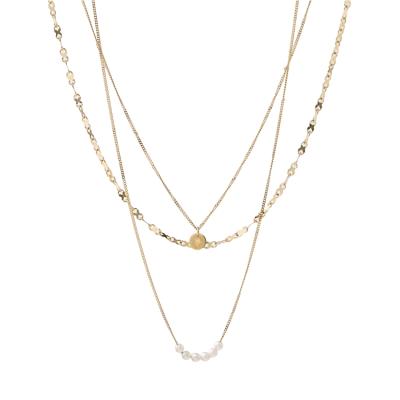 China Environmental Friendly Women Jewelry Multi Layered Chain Bead Beaded Queen Coin Pendants 14K Gold Plated Necklaces Stainless Steel Necklaces for sale