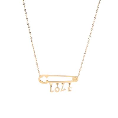 China Classic Environmental Friendly Women Jewelry Paperclips Necklace LOVE Letter Pendants 14K Gold Plated Necklaces Stainless Steel Necklaces for sale