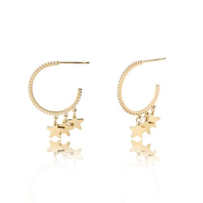 China Customized Environmentally Friendly Women Earrings 14k Gold Elegant Star Stainless Steel Dangle Earring for sale