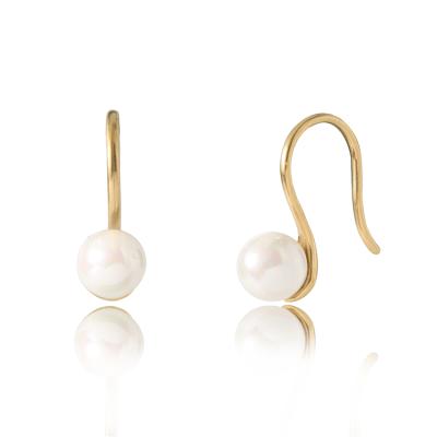 China Wholesale Cheap Fashionable Luxury Environmentally Friendly Women Earrings Bead 14k Gold Plated Stainless Steel Stud Earrings for sale