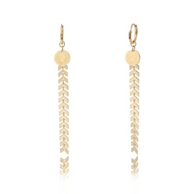 China Environmentally Friendly Elegant Luxurious Women's Long Stainless Steel Jewelry Earrings Tassel Charms Earrings for sale